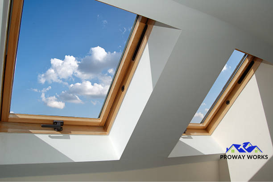 natural light entering through skylight